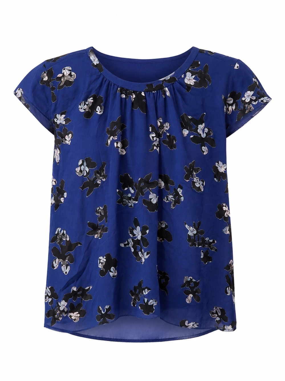 Rebecca Taylor blue/black floral silk blend top, size 2
